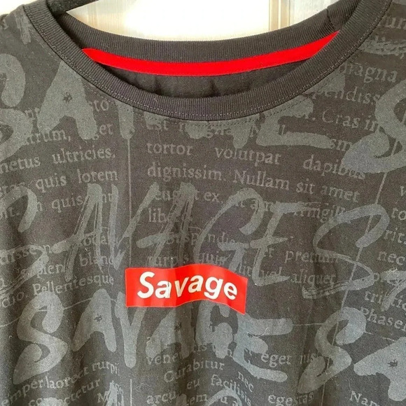 Encrypted Savage Short Sleeve Black Summer Shirt Mens Plus Size 4X Stretch - Picture 4 of 6